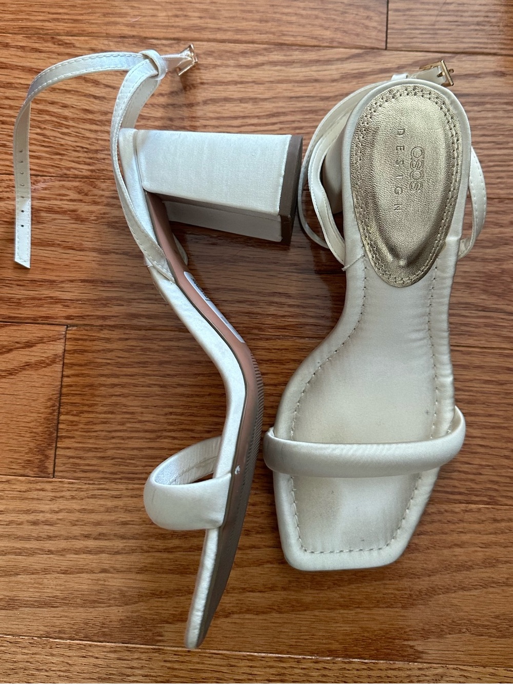 Women's White Strappy Block Heel Sandals - Picture 3 of 4